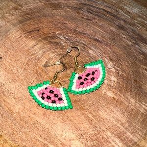 Handmade watermelon earrings.
